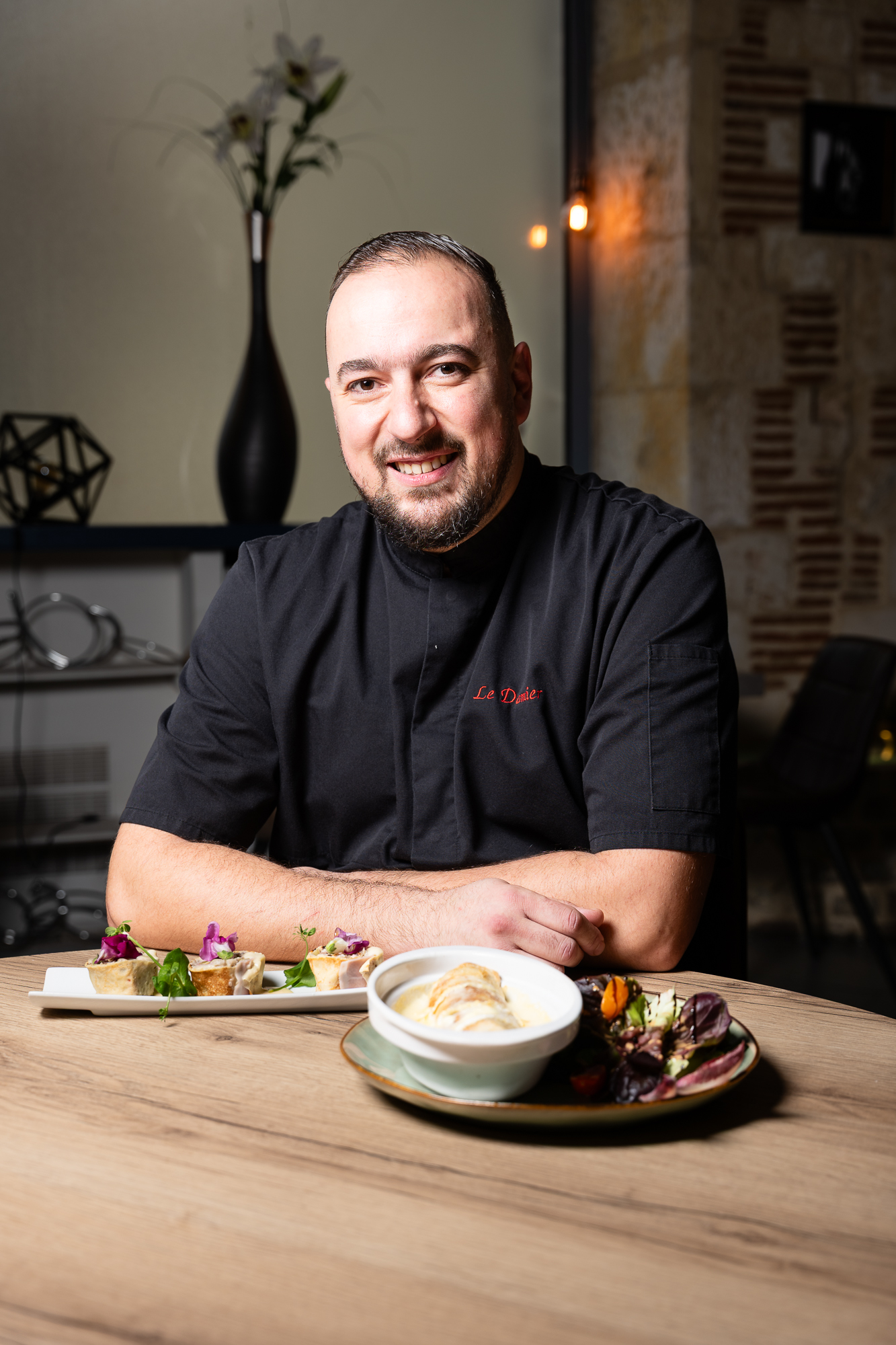 Photographe Portrait Éditorial. Grégory Roussel, restaurant Le Damier à Troyes pour le magazine Instant Troyen.